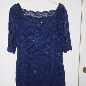 Navy blue lace dress Size 10 (#EV1676)